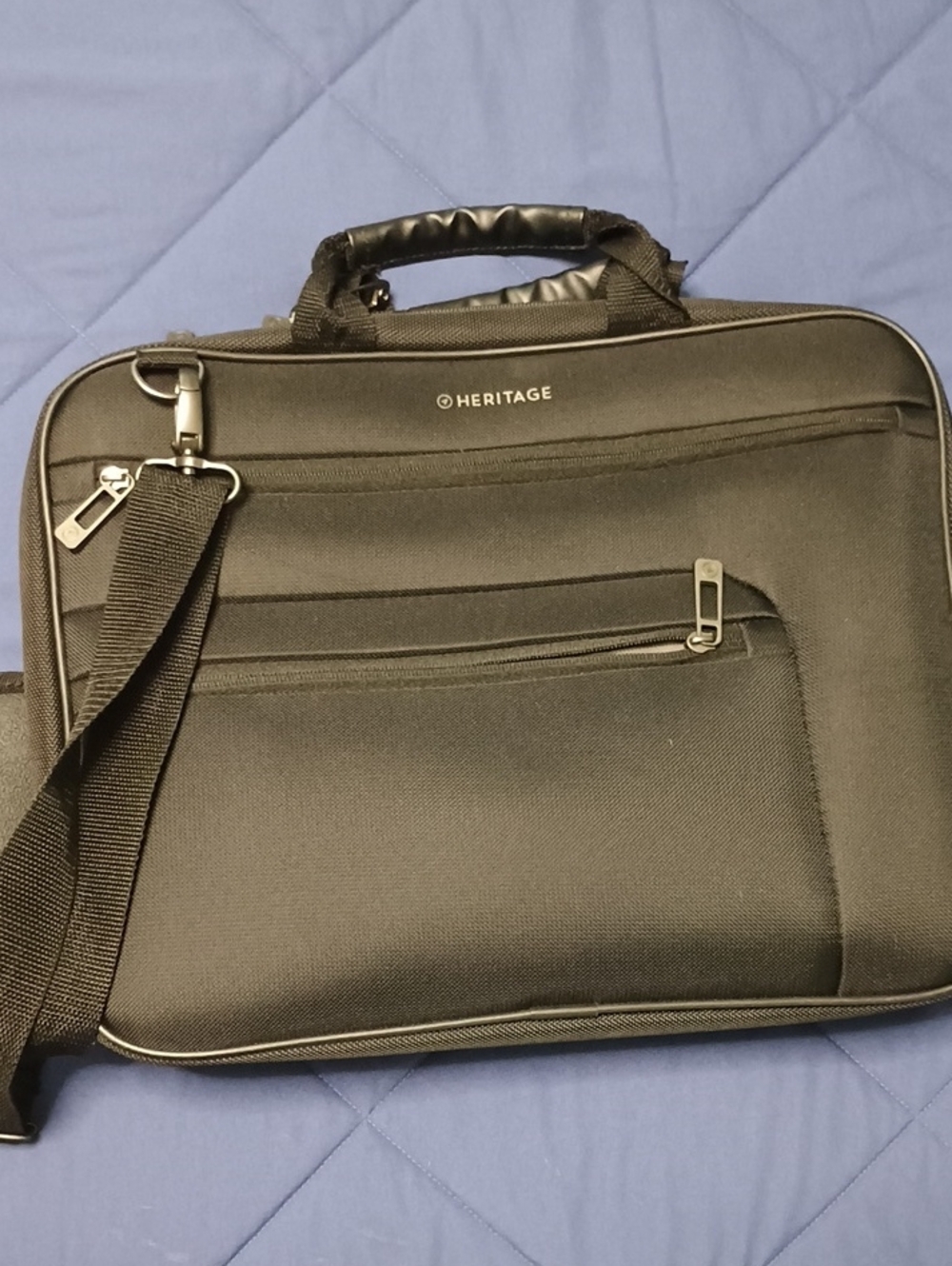 Heritage Black Laptop Briefcase with Shoulder Strap